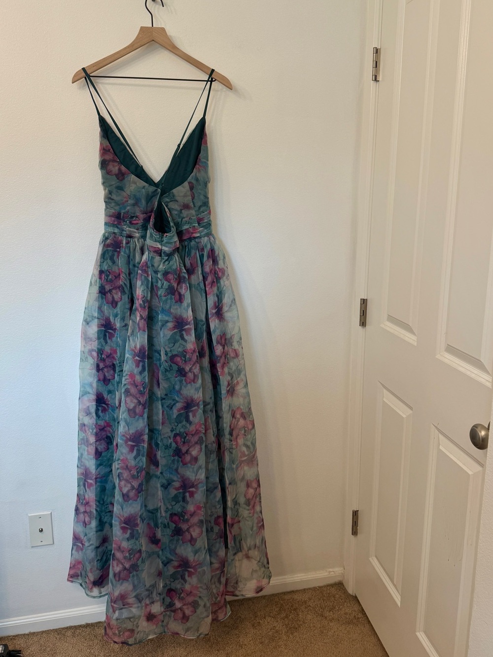 Lulu's Teal and Purple Floral Maxi Dress - Picture 3 of 3